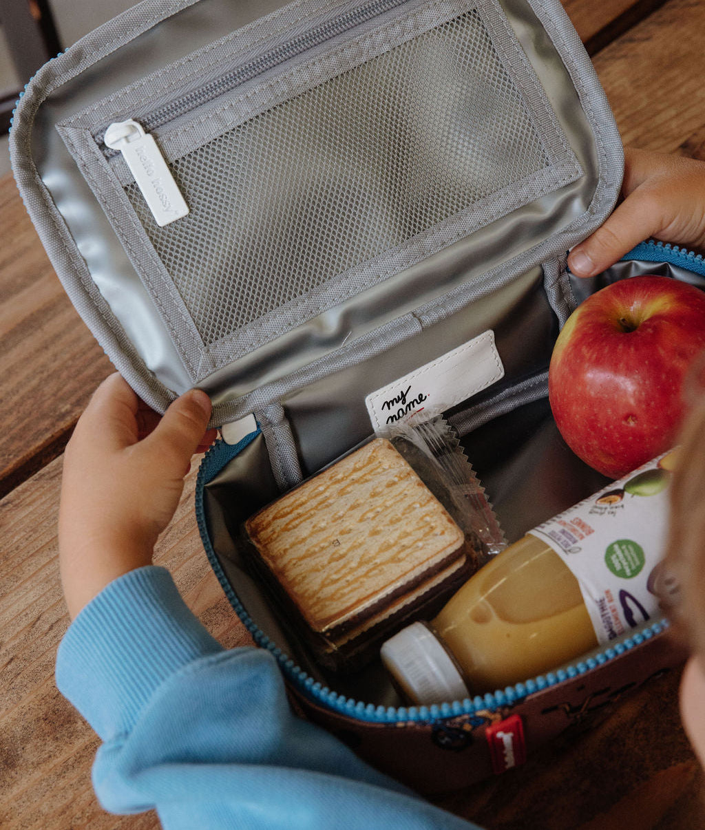 Borsa merenda per bambini marrone con scomparti interni Hello Hossy