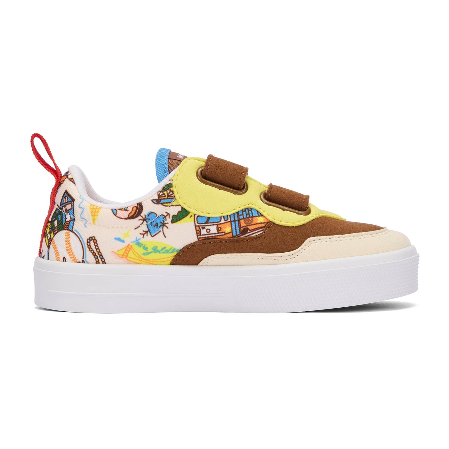 Sneakers bambino crema marrone motivo USA a strappo Hello Hossy