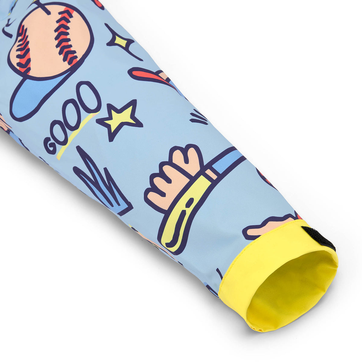 Manica poncho pioggia bambino blu motivo baseball polsino giallo Hello Hossy
