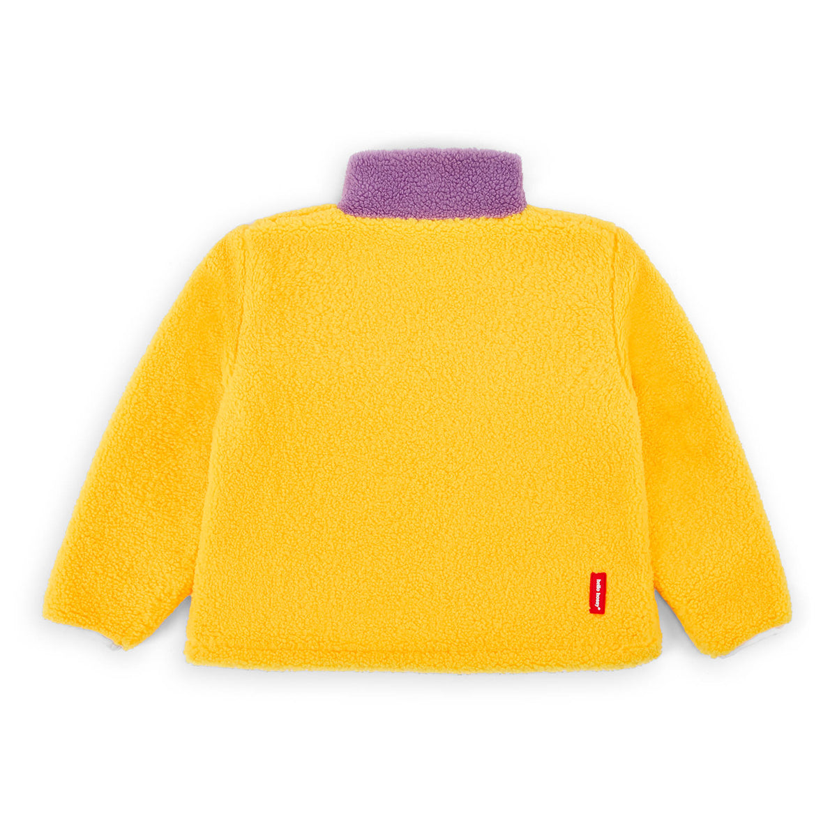 Giacca in pile per bambini gialla con colletto lilla Hello Hossy