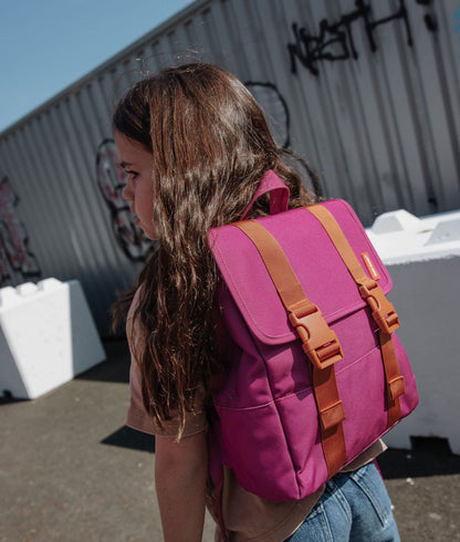 Zaino per bambini viola con spallacci color cammello Hello Hossy