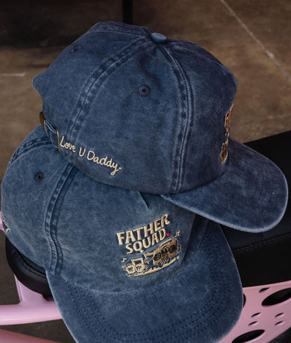 Cappellino bambino blu con ricamo testo stile famiglia Hello Hossy