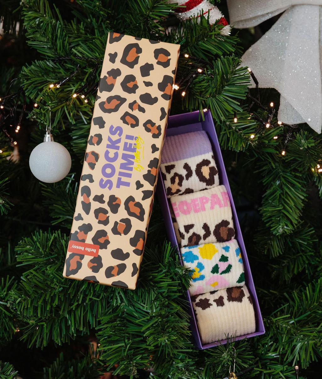 Set calzini bambino motivo leopard confezione da quattro paia Hello Hossy