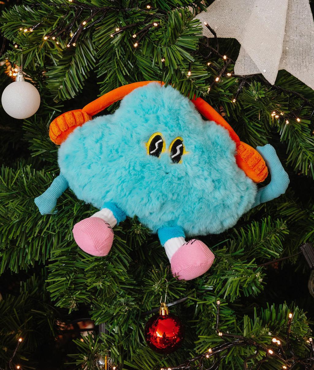 Peluche blu da bambino a forma di nuvola, dettagli arancioni e rosa Hello Hossy