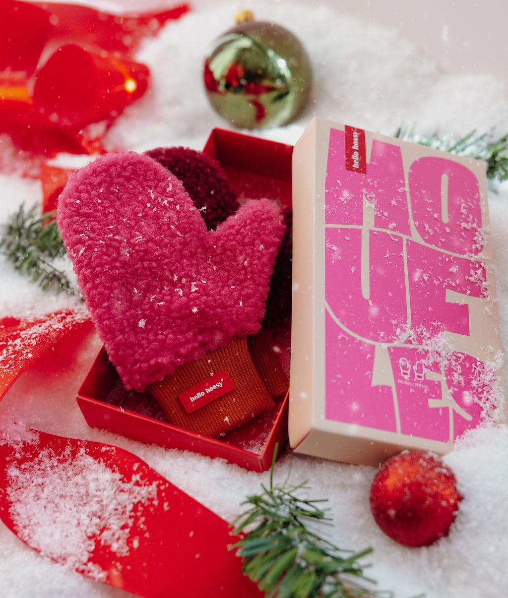 Muffole per bambini rosa e Bordeaux effetto sherpa Hello Hossy