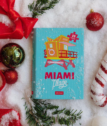 Puzzle bambino turchese con motivo spiaggia di Miami, 28 pezzi Hello Hossy