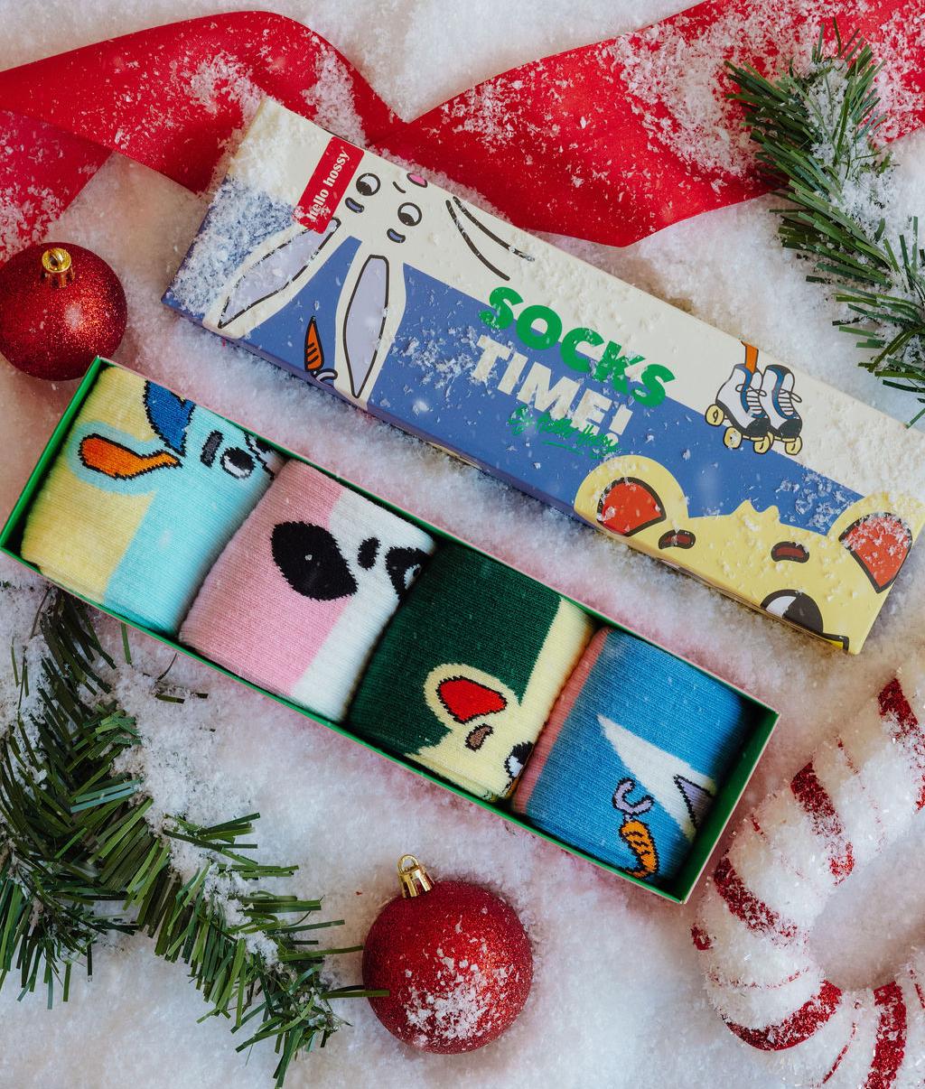 Set di calzini colorati per bambino, motivi mascotte, confezione da 4 paia Hello Hossy