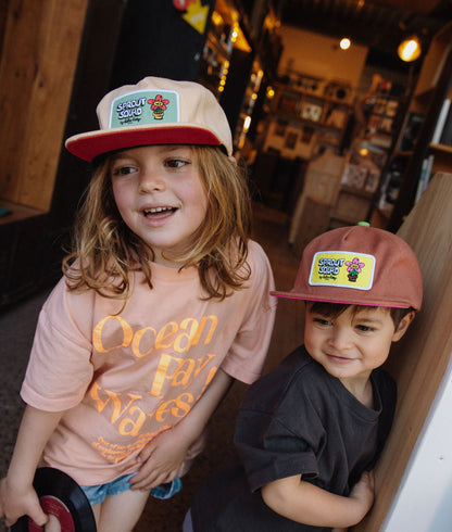 Duo mamma bambino cappellino crema Bordeaux patch fiori Hello Hossy