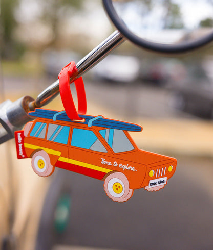 Targhetta per valigia bambino arancione e rosso motivo auto Hello Hossy