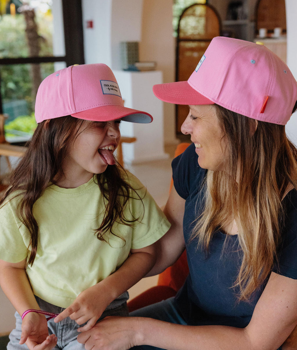 Duo mamma bambino cappellini rosa visiere curve Hello Hossy