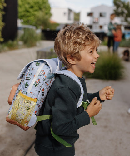 Zaino bambino blu motivo Sport tasca a rete giallo Hello Hossy