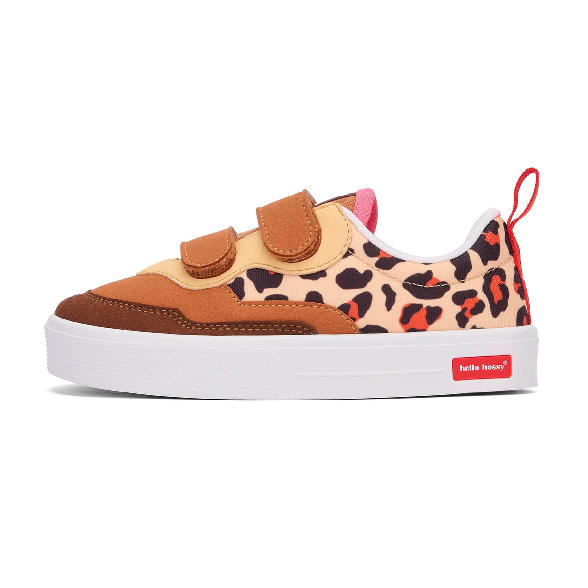 Sneakers bambino crema marrone stampa leopard doppio velcro Hello Hossy