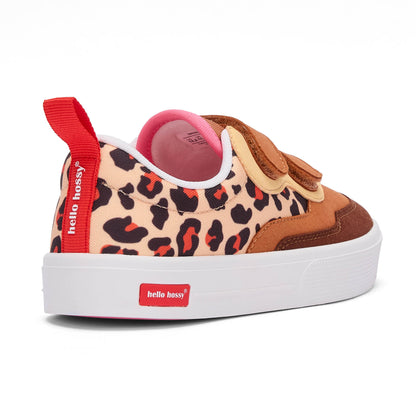 Sneakers bambino crema marrone stampa leopard doppio velcro Hello Hossy