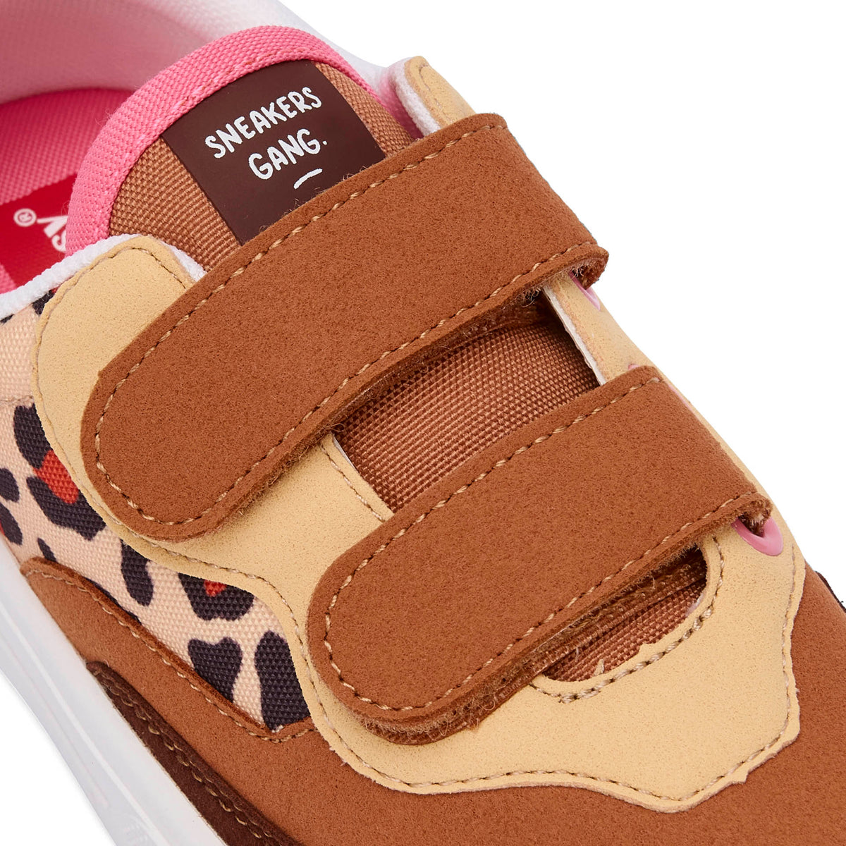 Sneakers bambino crema marrone stampa leopard doppio velcro Hello Hossy