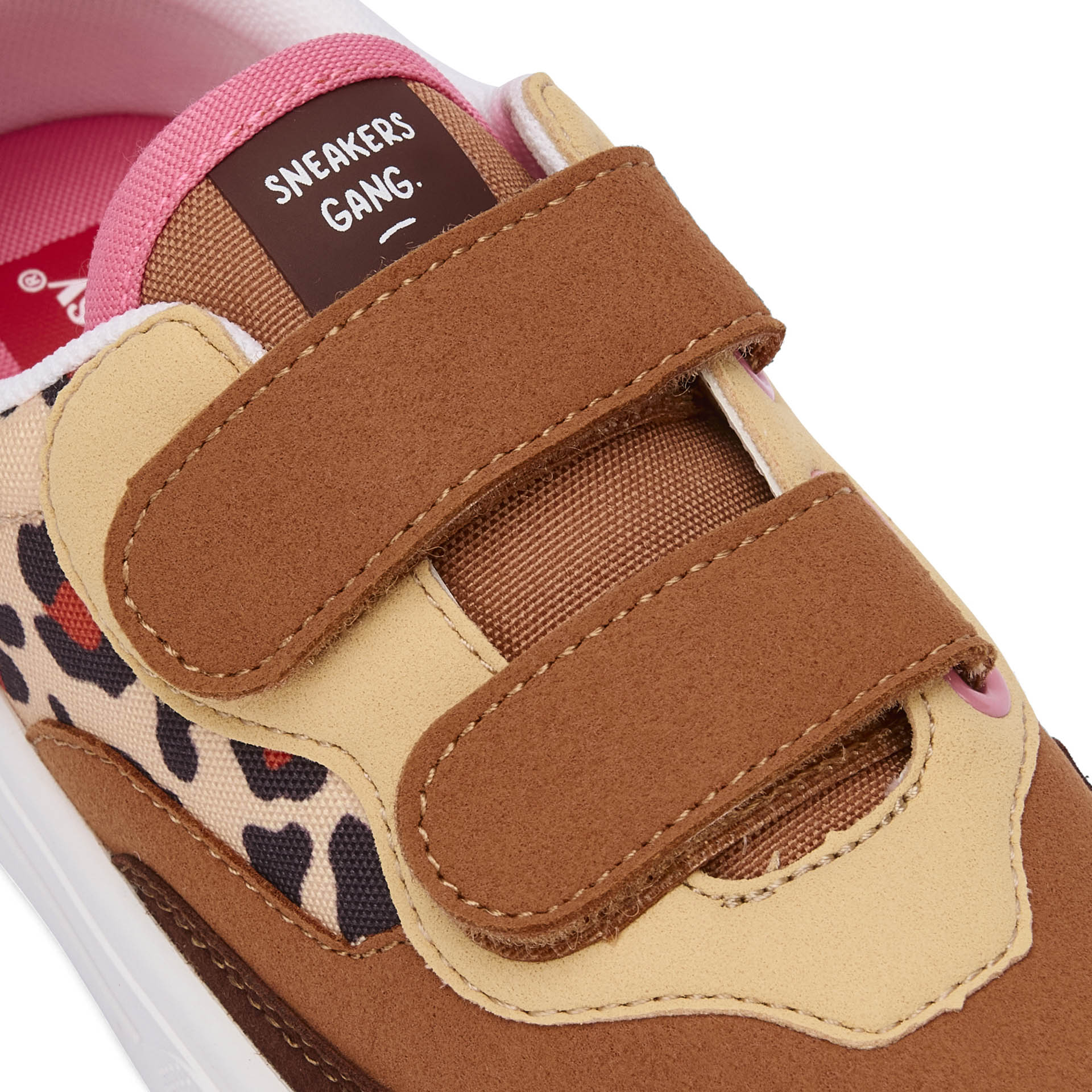 Sneakers bambino crema marrone stampa leopard doppio velcro Hello Hossy