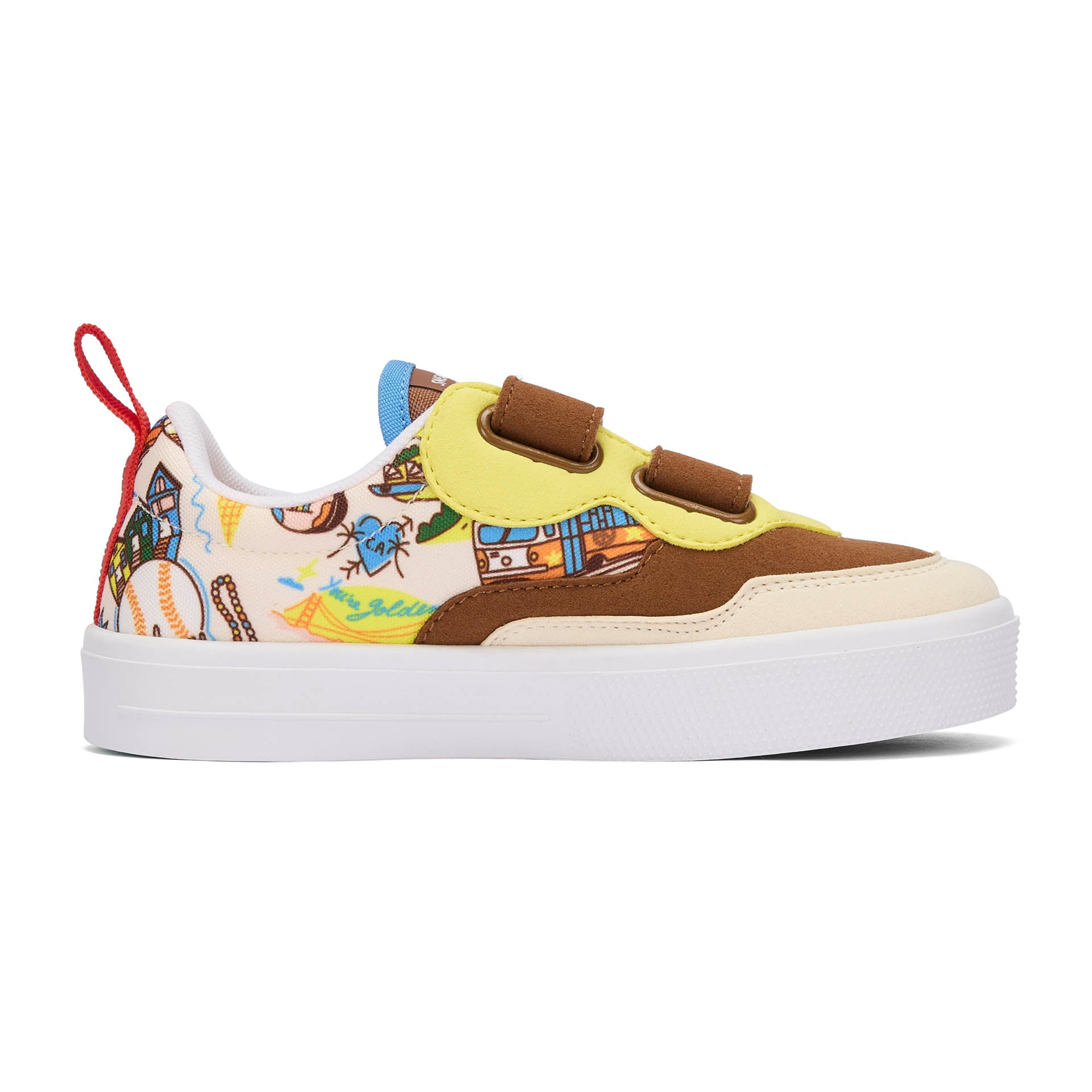 Sneakers bambino crema marrone motivo USA a strappo Hello Hossy
