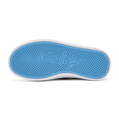 Sneakers per bambini, suola blu, motivi USA, viaggio, crema e marrone Hello Hossy