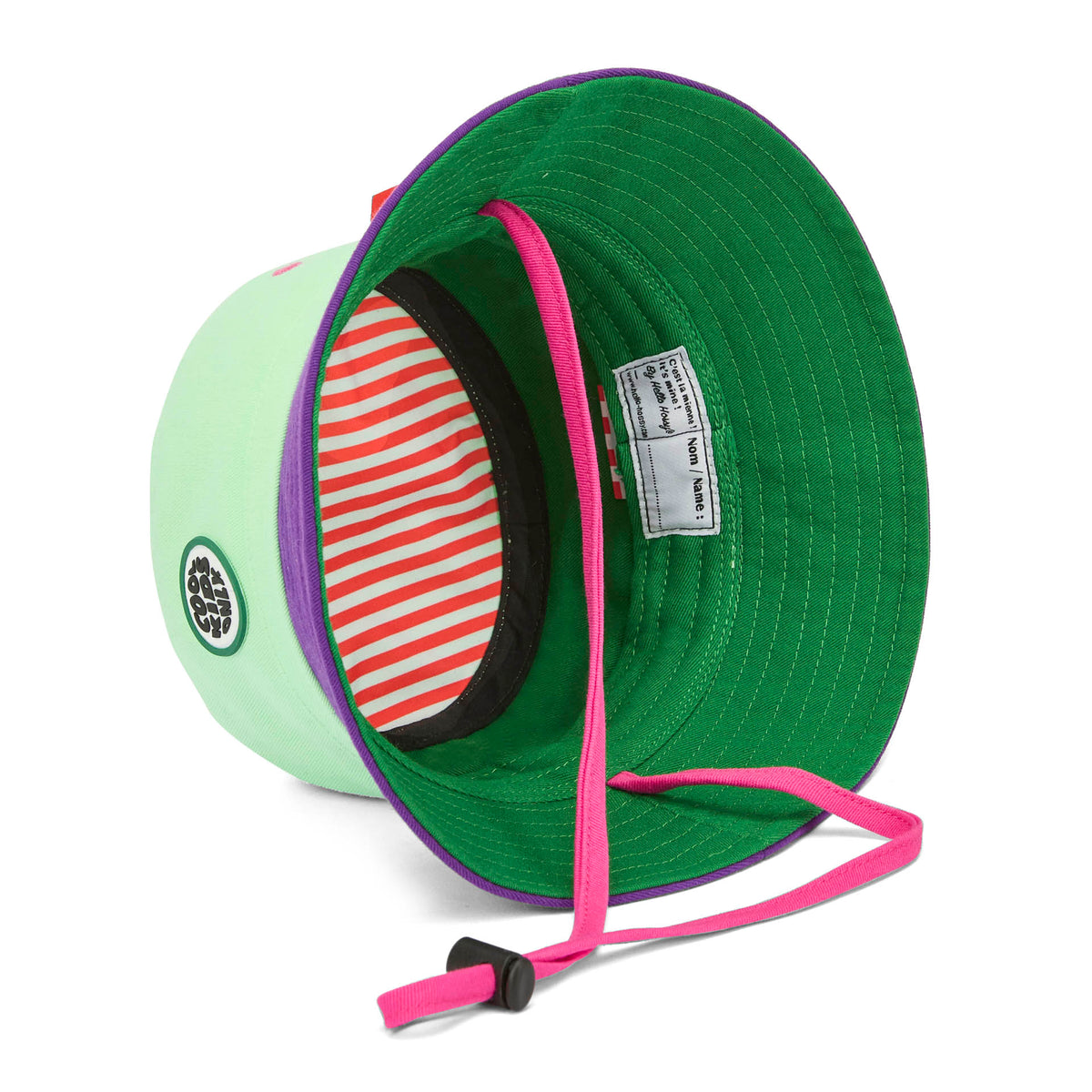 Bucket hat bambino verde viola cordino rosa Hello Hossy