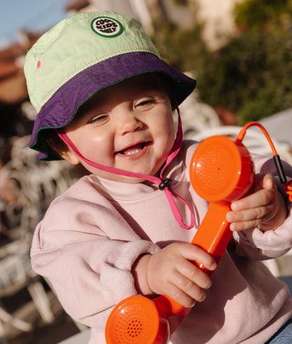 Bucket hat bambino verde viola cordino rosa patch Cool Kids Hello Hossy