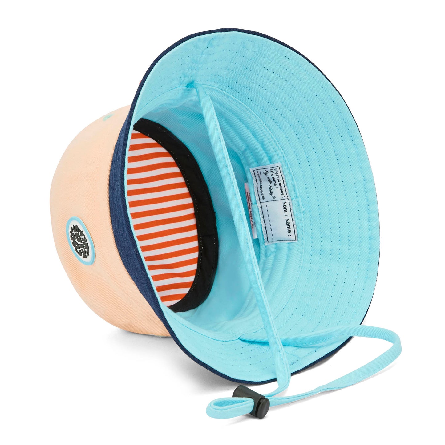 Bucket hat per bambino rosa e blu con cordino regolabile Hello Hossy
