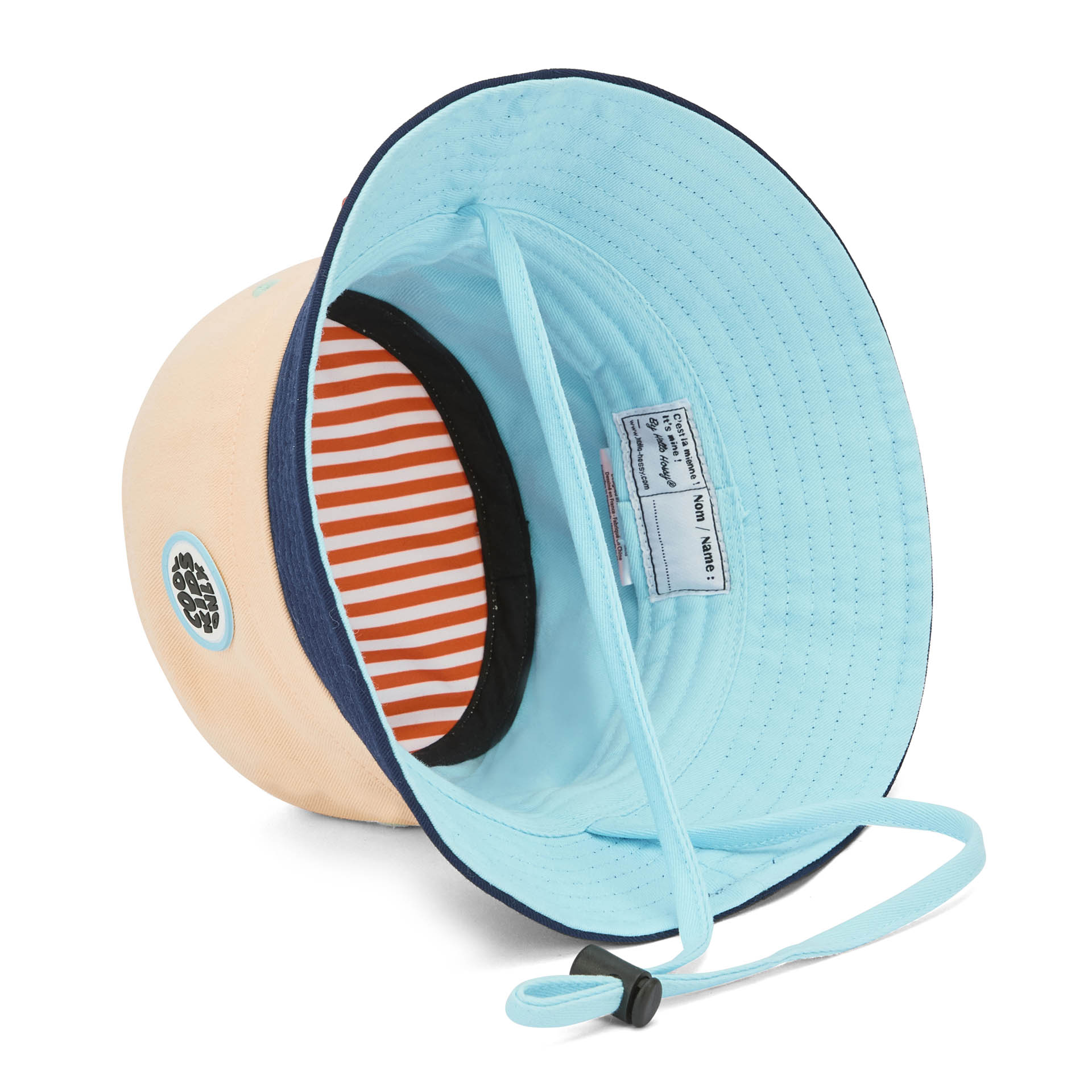 Bucket hat per bambino rosa e blu con cordino regolabile Hello Hossy