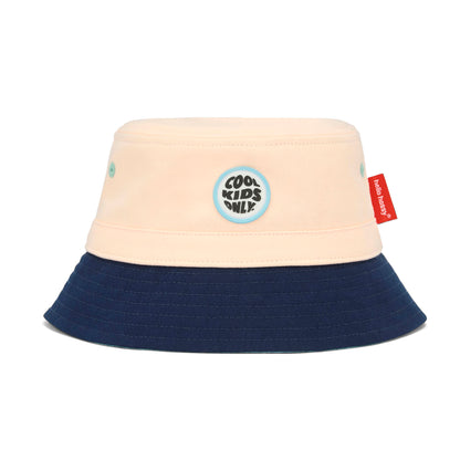 Bucket hat bambino bicolore rosa blu, patch Cool Kids Only Hello Hossy