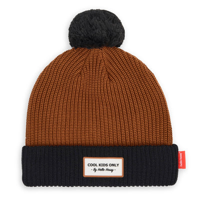 Berretto con pompon Color Block Blacky per bambini e bebè – vista piatta