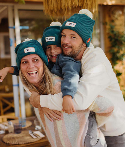 Berretto genitori e bambini Color Block Duck, con pompon, fodera in pile, cotone biologico, matchy-matchy, dai 9 mesi, Cool Kids Only !