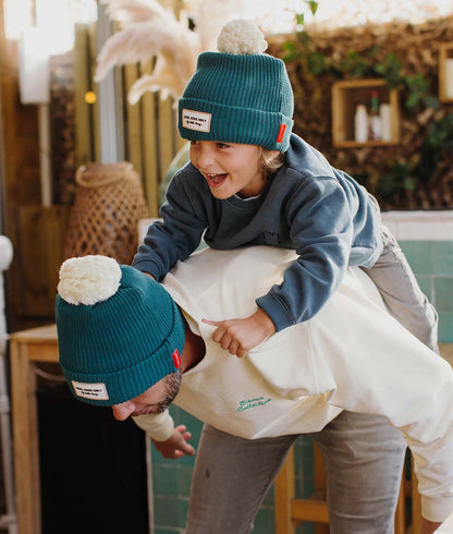 Berretto genitori e bambini Color Block Duck, con pompon, fodera in pile, cotone biologico, matchy-matchy, dai 9 mesi, Cool Kids Only !