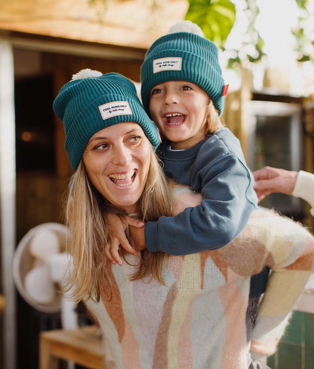 Berretto genitori e bambini Color Block Duck, con pompon, fodera in pile, cotone biologico, matchy-matchy, dai 9 mesi, Cool Kids Only !