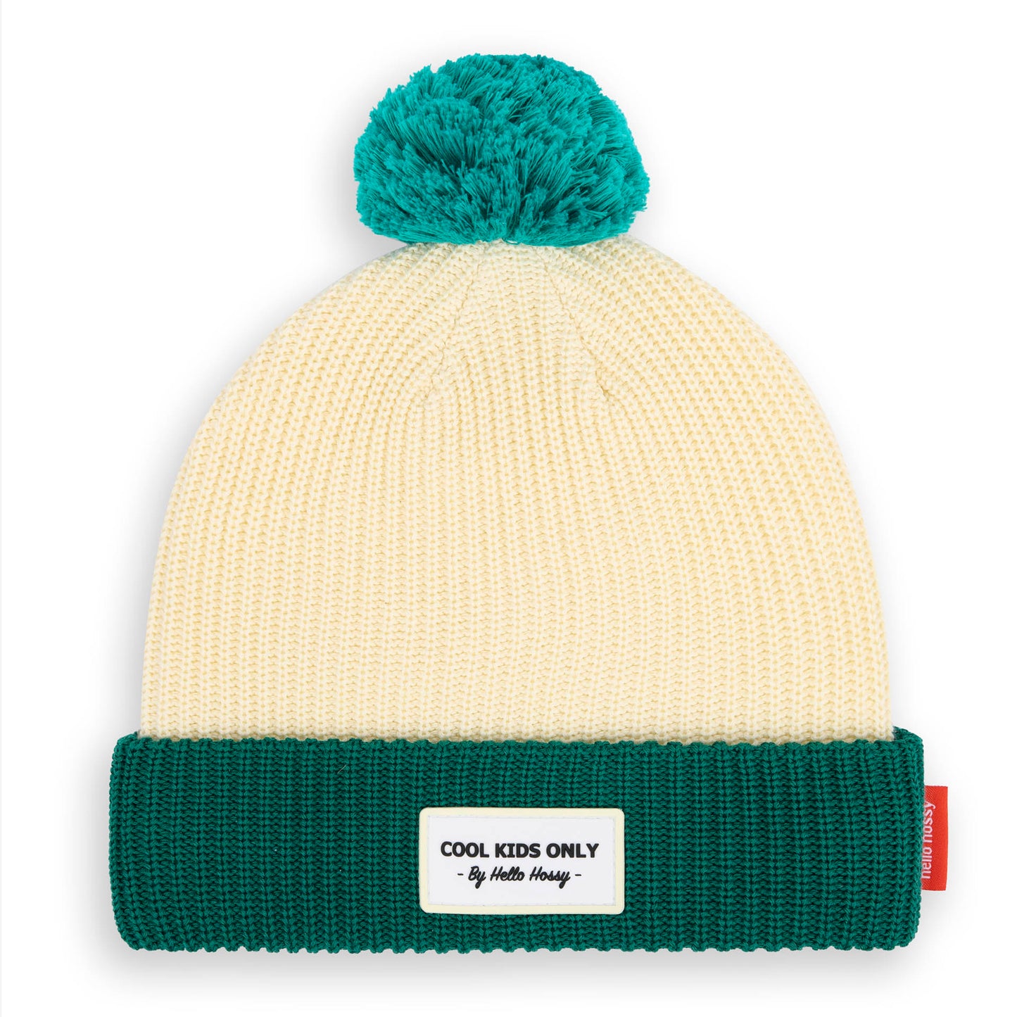 Berretto Bambini Color Block Hope, con pompon, fodera in pile, cotone biologico, da 9 mesi, Cool Kids Only!