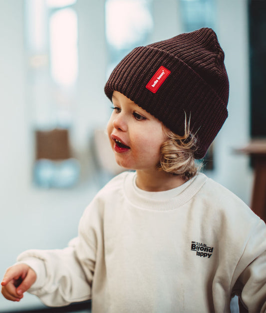 Berretto colorato Bambini & Adulti Flow Chocolate, 100% cotone biologico, senza pompon, da 9 mesi, Cool Kids Only!