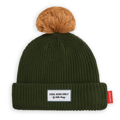 Berretto per bambini Color Block Forest, con pompon, fodera in pile, cotone biologico, dai 9 mesi, Cool Kids Only!