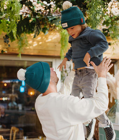 Berretto genitori e bambini Color Block Duck, con pompon, fodera in pile, cotone biologico, matchy-matchy, dai 9 mesi, Cool Kids Only !