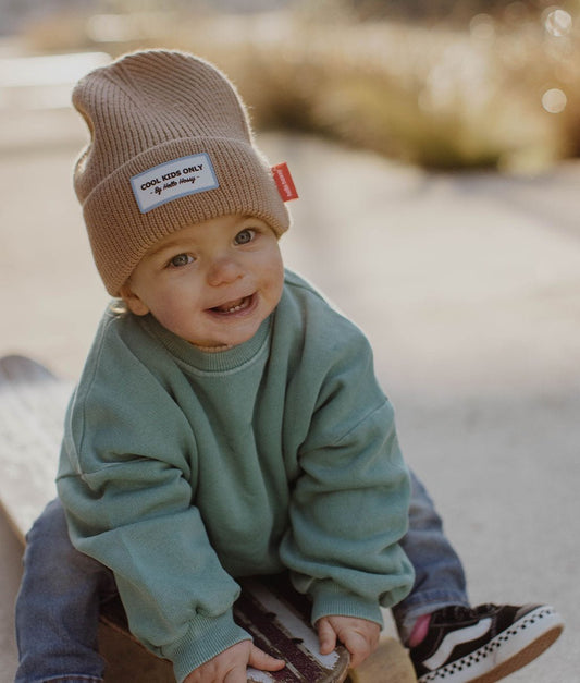 Berretto colorato bambini Pop Champagne, maglia morbida e sottile, lana, senza pompon, da 9 mesi, Cool Kids Only !