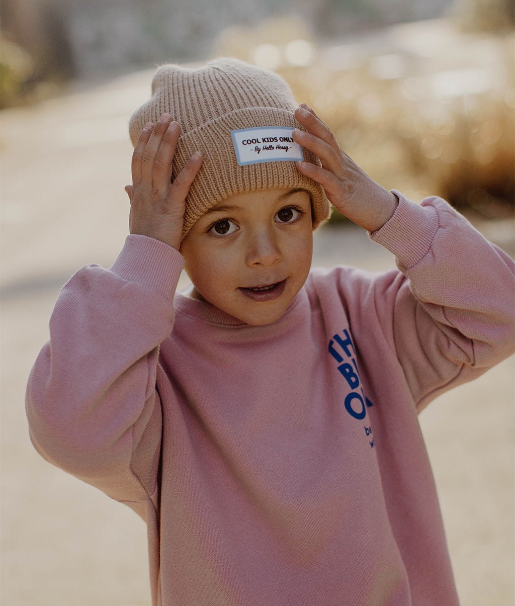 Berretto colorato bambini Pop Champagne, maglia morbida e sottile, lana, senza pompon, da 9 mesi, Cool Kids Only !