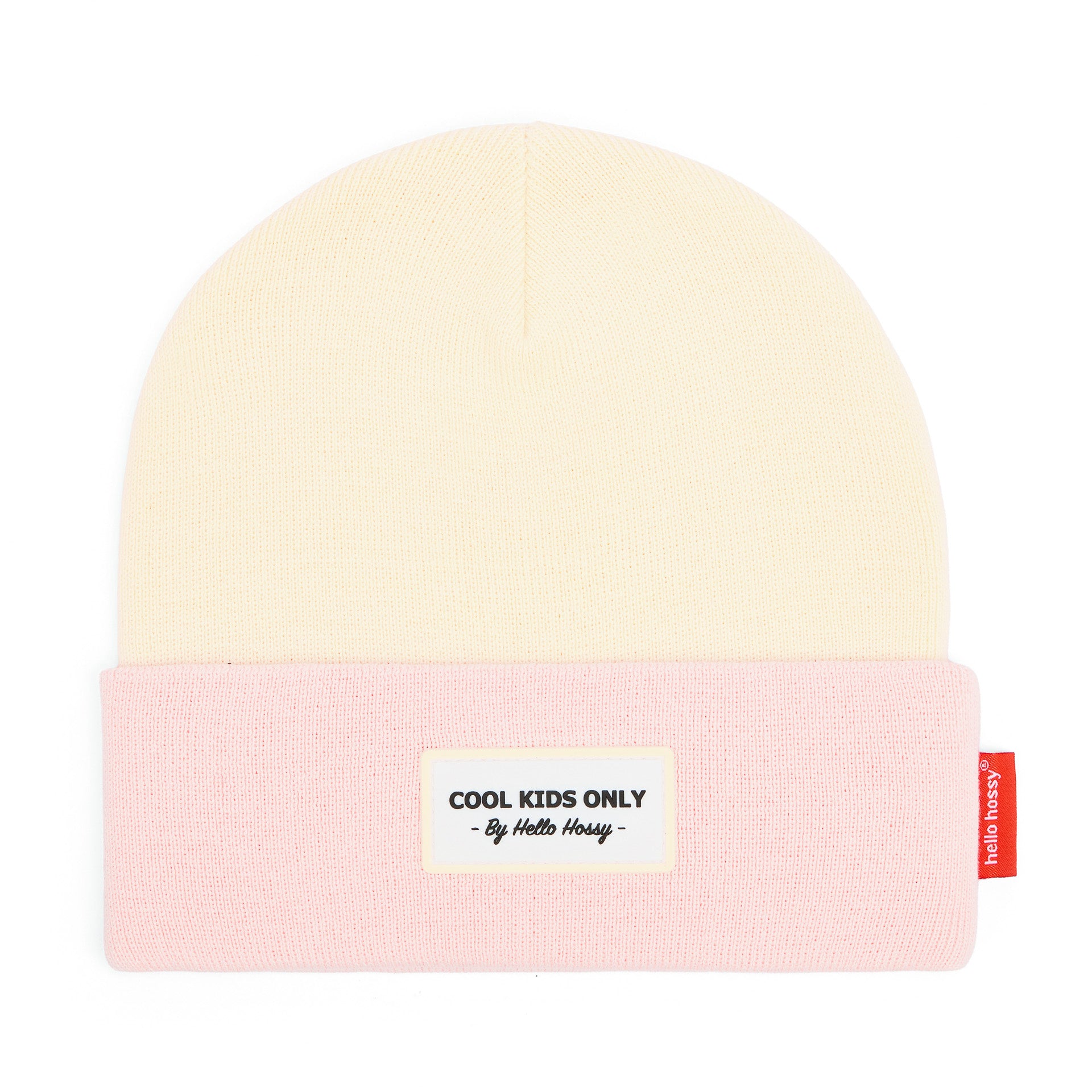 Berretto bambino rosa chiaro e giallo con ricamo Cool Kids Only Hello Hossy