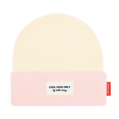 Berretto bambino rosa chiaro e giallo con ricamo Cool Kids Only Hello Hossy