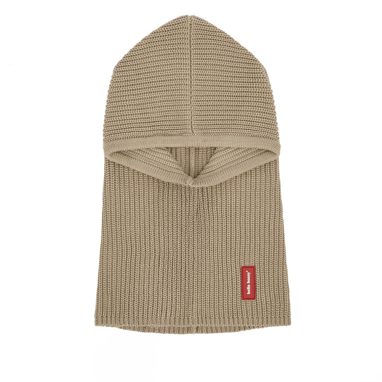 Passamontagna in maglia beige Hoody Latte per bambino e neonato – vista distesa