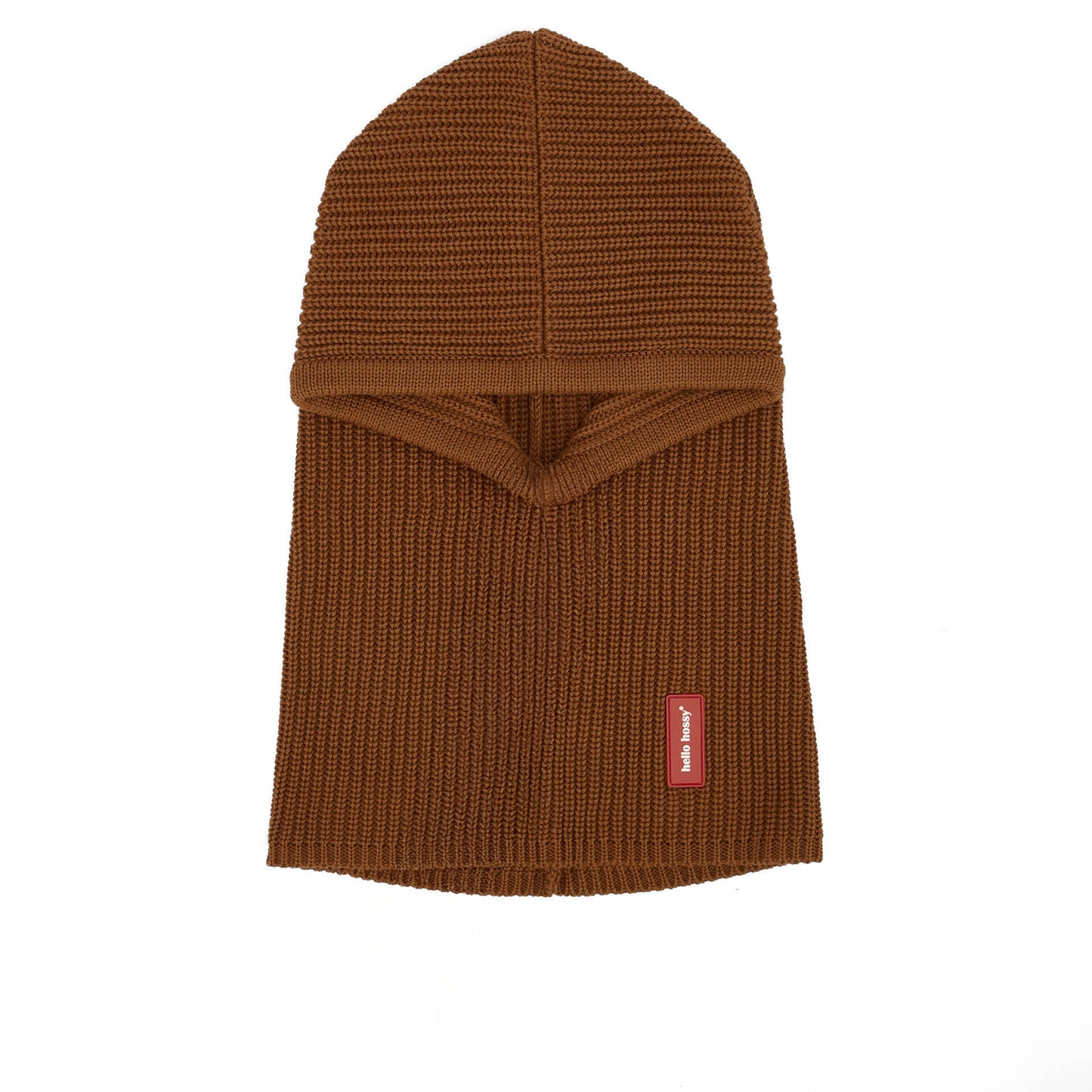 Passamontagna in maglia marrone Hoody Nut per bambini e bebè – vista piatta