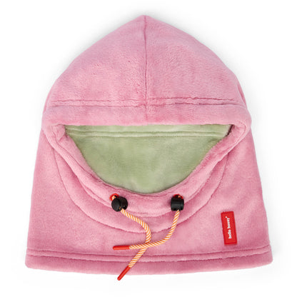 Passamontagna per bambini rosa con fodera verde e cordino regolabile Hello Hossy
