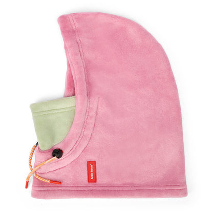 Passamontagna per bambini rosa in pile con fodera blu e cordino regolabile Hello Hossy