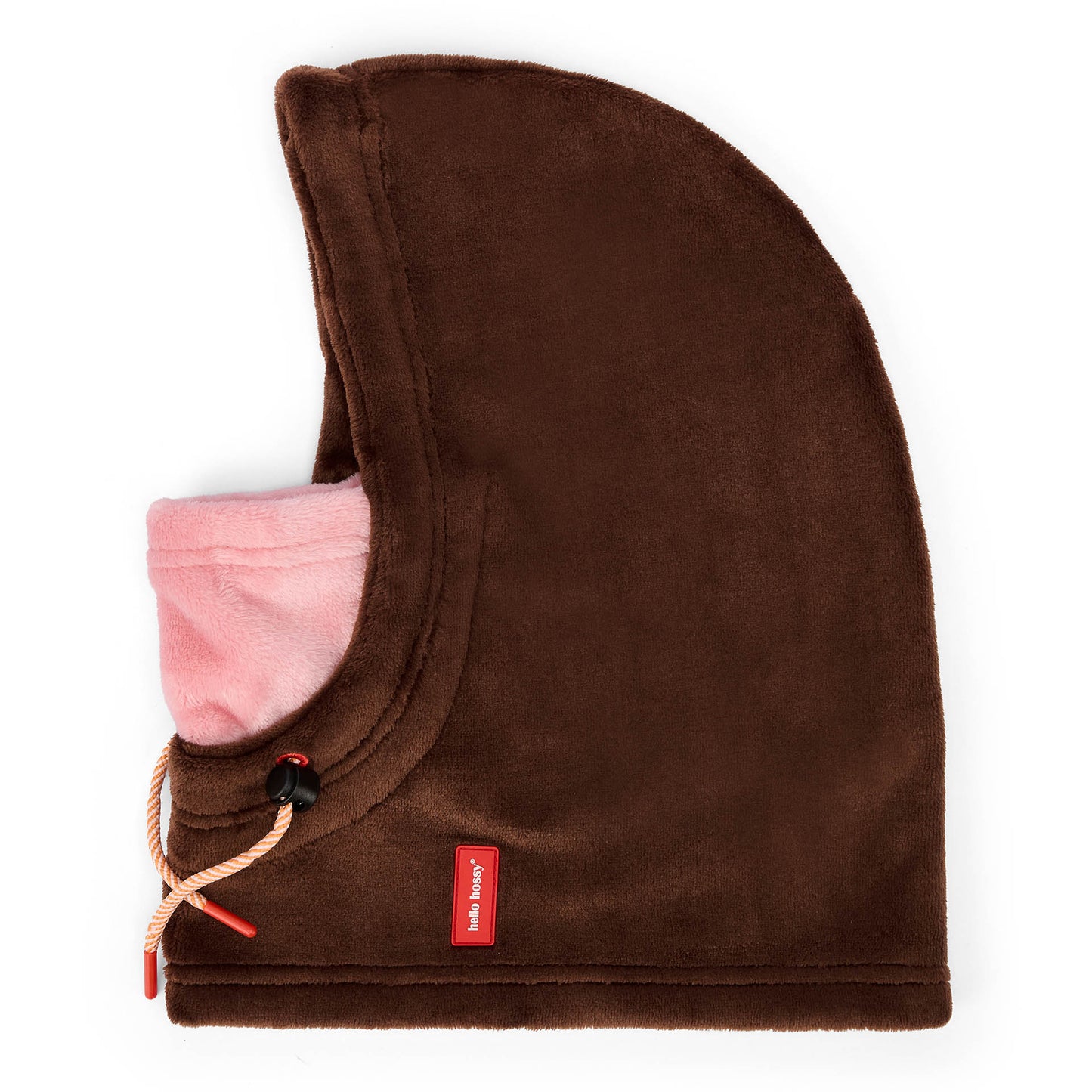 Passamontagna bambino marrone interno rosa cordino regolabile Hello Hossy
