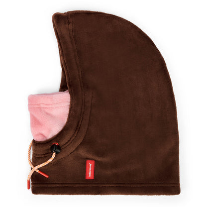 Passamontagna bambino marrone interno rosa cordino regolabile Hello Hossy