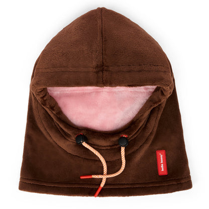 Passamontagna bambino marrone fodera rosa cordoncino regolabile Hello Hossy
