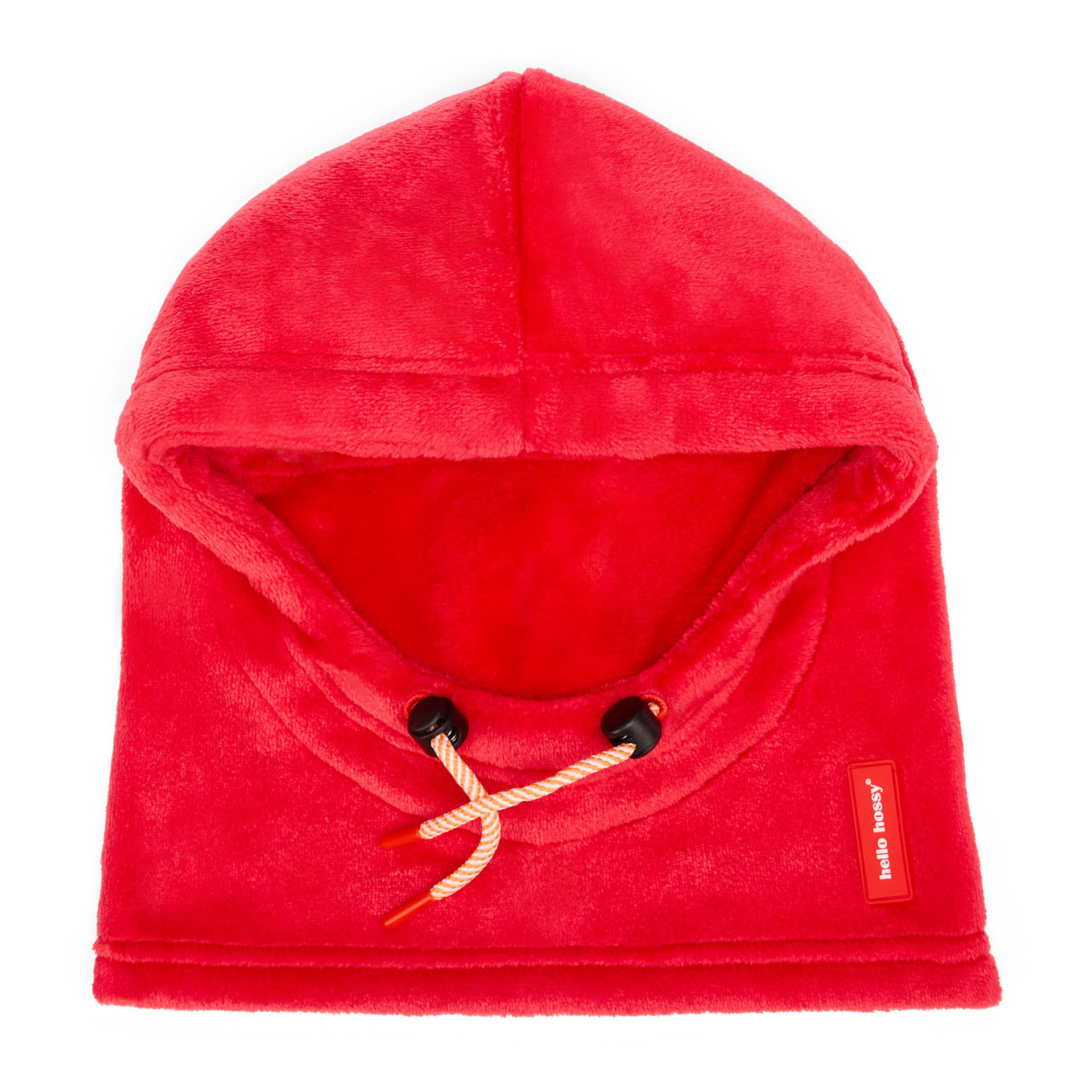 Passamontagna bambino rosso in pile con cordino regolabile Hello Hossy