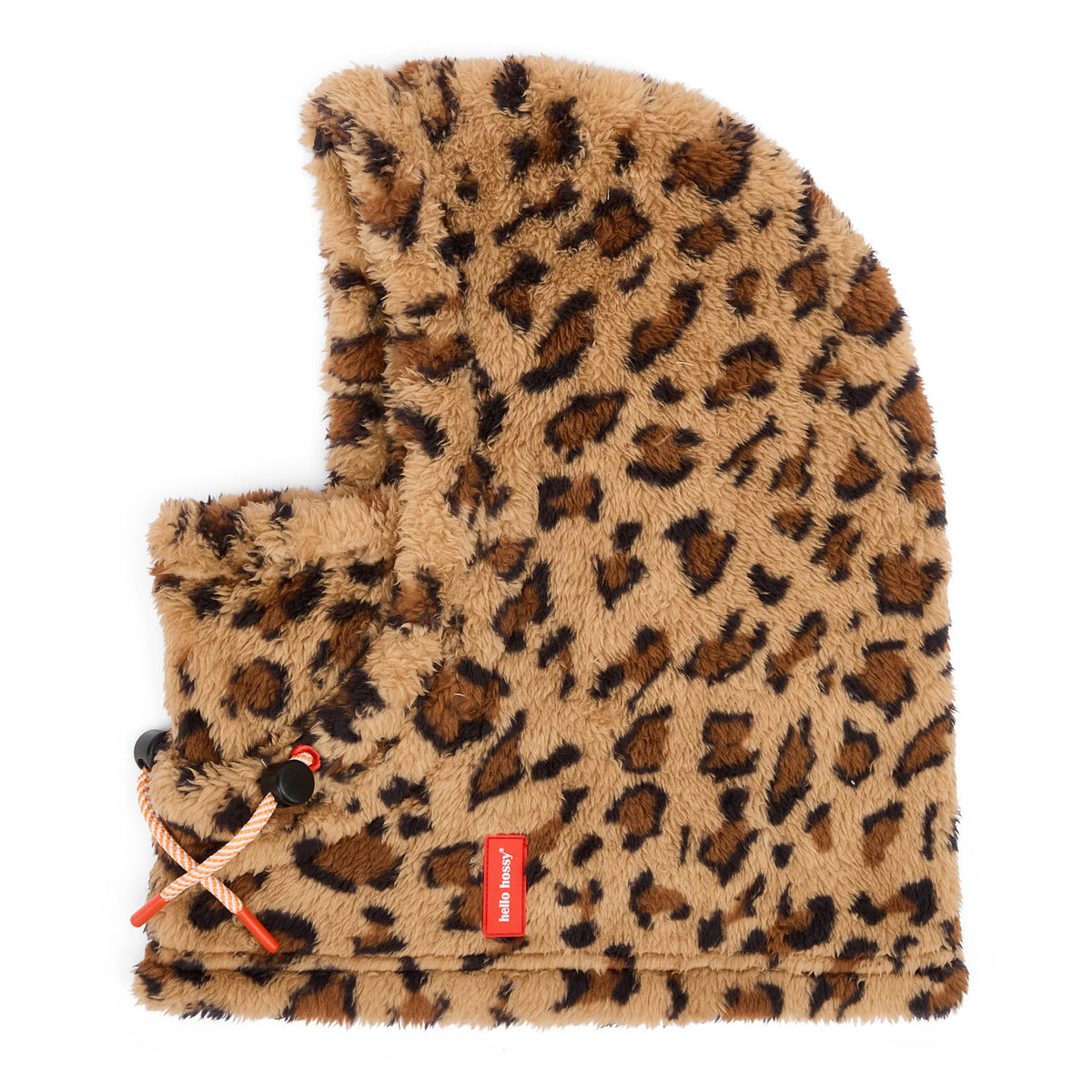 Passamontagna bambino stampato leopard marrone in pile morbido regolabile Hello Hossy