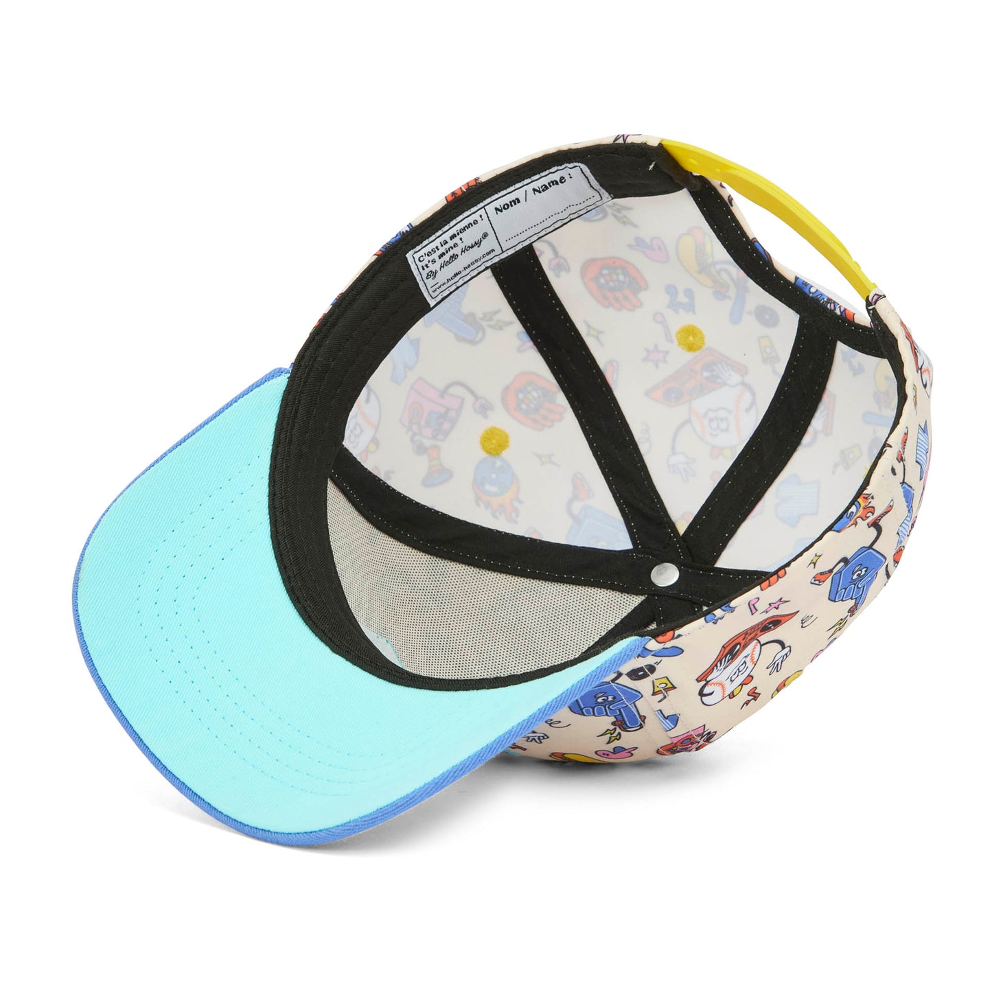 Cappellino per bambini blu beige stampato Sport, visiera curva Hello Hossy
