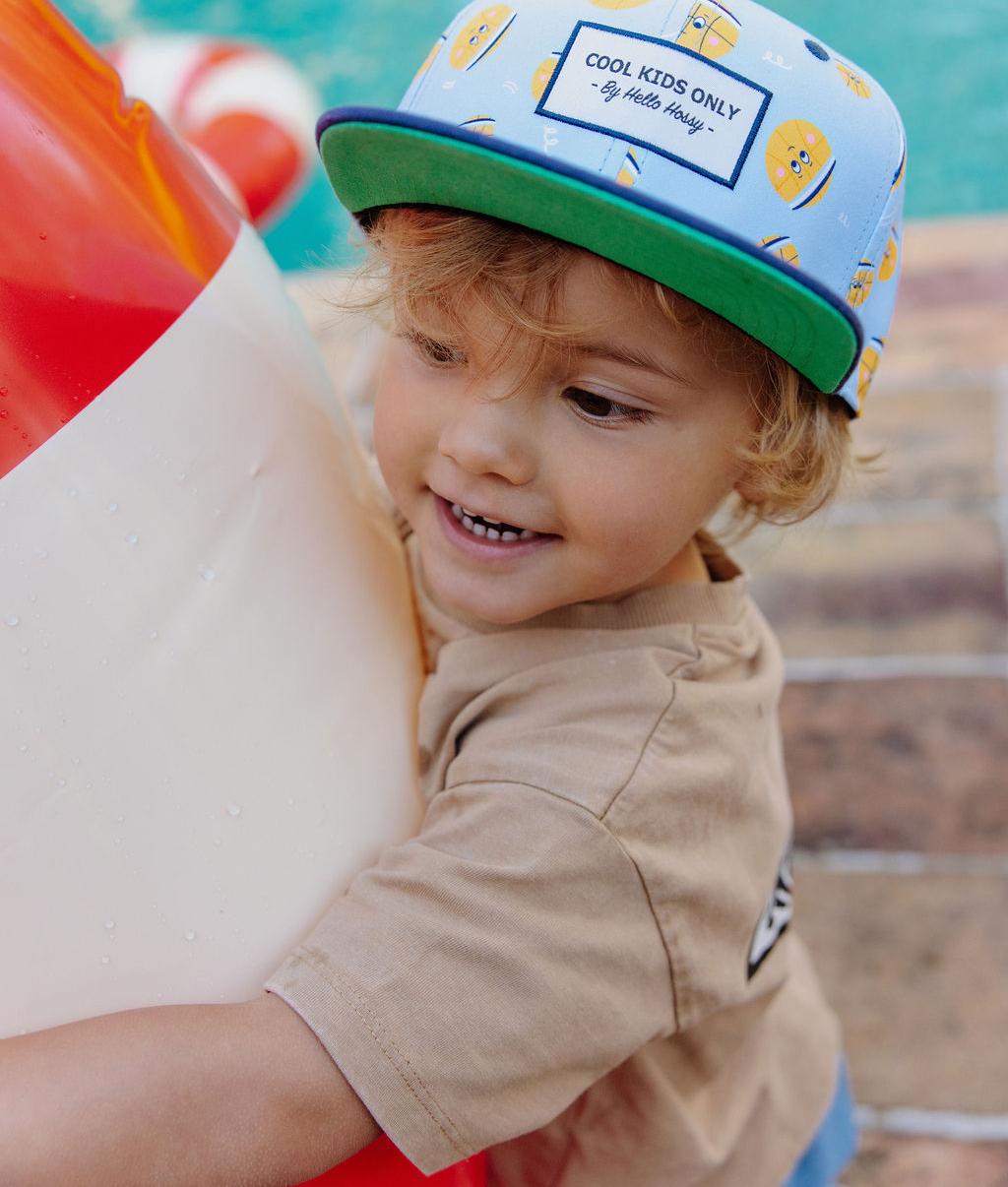 Cappellino bambino motivo palla da basket visiera blu marine Hello Hossy