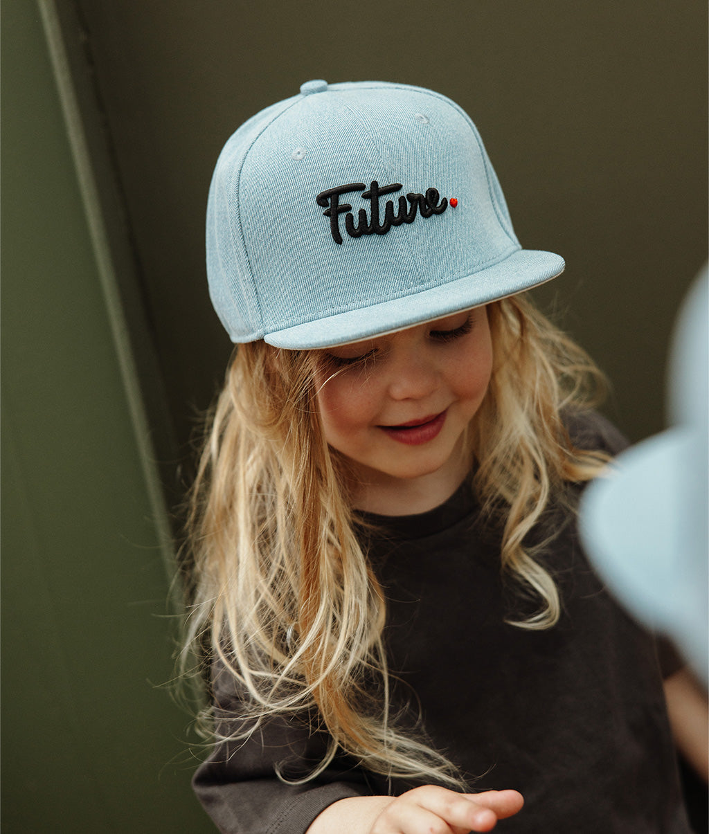 Cappellino Bambini Jean Future, visiera piatta, cotone biologico, certificato Oeko-Tex, a partire da 9 mesi, Cool Kids Only !